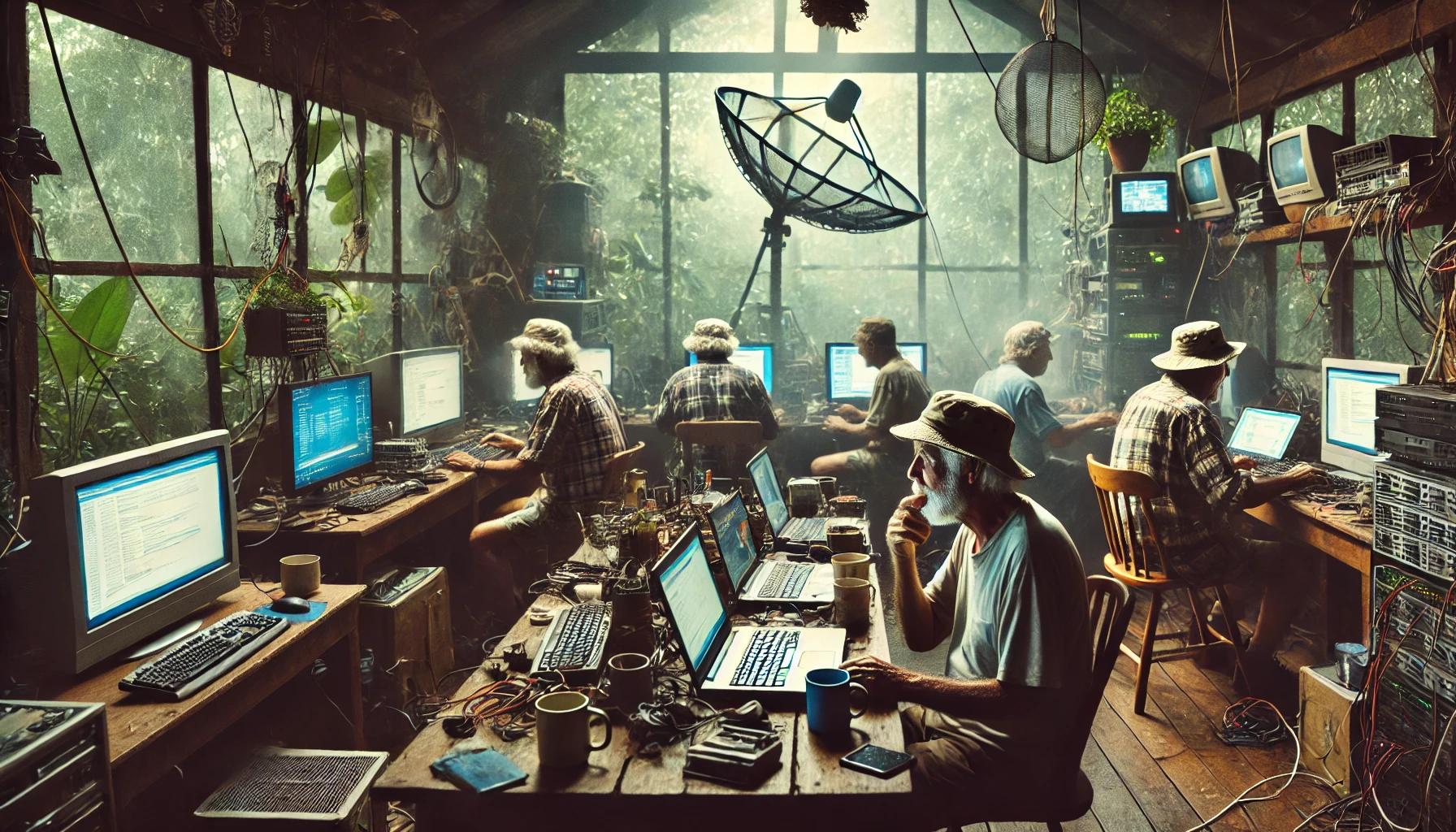 Hacker furiously typing